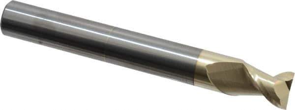 Accupro - 1/2", 5/8" LOC, 1/2" Shank Diam, 4" OAL, 2 Flute, Solid Carbide Square End Mill - Single End, ZrN Finish, Spiral Flute, 45° Helix, Centercutting, Right Hand Cut, Right Hand Flute - Eagle Tool & Supply