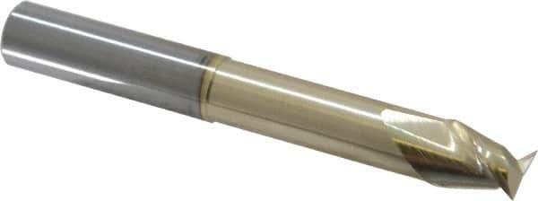 Accupro - 1/2", 5/8" LOC, 1/2" Shank Diam, 4" OAL, 2 Flute, Solid Carbide Square End Mill - Single End, ZrN Finish, Spiral Flute, 45° Helix, Centercutting, Right Hand Cut, Right Hand Flute - Eagle Tool & Supply