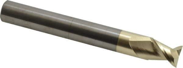 Accupro - 5/8", 3/4" LOC, 5/8" Shank Diam, 5" OAL, 2 Flute, Solid Carbide Square End Mill - Single End, ZrN Finish, Spiral Flute, 45° Helix, Centercutting, Right Hand Cut, Right Hand Flute - Eagle Tool & Supply