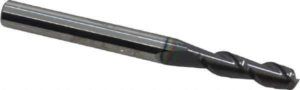 Accupro - 11/64", 5/8" LOC, 3/16" Shank Diam, 2" OAL, 2 Flute, Solid Carbide Square End Mill - Single End, AlTiN Finish, Spiral Flute, 40° Helix, Centercutting, Right Hand Cut, Right Hand Flute - Eagle Tool & Supply