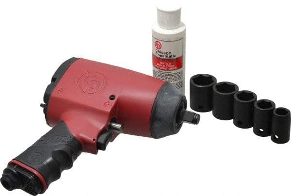 Chicago Pneumatic - 1/2" Drive, 6,400 RPM, 200 Ft/Lb Torque Impact Wrench - Pistol Grip Handle, 1,320 IPM, 12 CFM, 90 psi, 1/4" NPTF Inlet - Eagle Tool & Supply