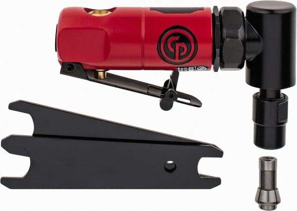 Chicago Pneumatic - 1/4" Collet, Angle Handle, Straight Air Die Grinder - 22,500 RPM, Front Exhaust, 22 CFM, 0.3 hp, 90 psi, 1/4" Inlet - Eagle Tool & Supply