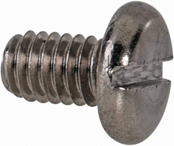 Value Collection - M2.5x0.45 Metric Coarse, 4mm Length Under Head Slotted Drive Machine Screw - Pan Head, Grade 18-8 & A2 Stainless Steel, Uncoated, Without Washer - Eagle Tool & Supply