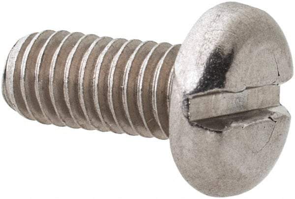 Value Collection - M3.5x0.60 Metric Coarse, 8mm Length Under Head Slotted Drive Machine Screw - Pan Head, Grade 18-8 & A2 Stainless Steel, Uncoated, Without Washer - Eagle Tool & Supply