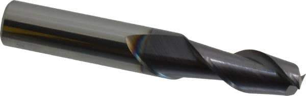 Accupro - 13/32", 1" LOC, 7/16" Shank Diam, 2-3/4" OAL, 2 Flute, Solid Carbide Square End Mill - Single End, AlTiN Finish, Spiral Flute, 40° Helix, Centercutting, Right Hand Cut, Right Hand Flute - Eagle Tool & Supply