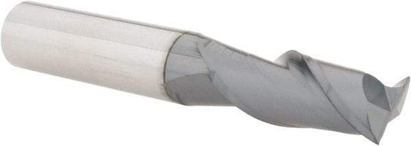 Accupro - 7/16", 1" LOC, 7/16" Shank Diam, 2-3/4" OAL, 2 Flute, Solid Carbide Square End Mill - Single End, AlTiN Finish, Spiral Flute, 40° Helix, Centercutting, Right Hand Cut, Right Hand Flute - Eagle Tool & Supply