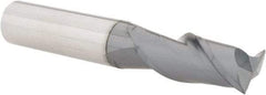 Accupro - 7/16", 1" LOC, 7/16" Shank Diam, 2-3/4" OAL, 2 Flute, Solid Carbide Square End Mill - Single End, AlTiN Finish, Spiral Flute, 40° Helix, Centercutting, Right Hand Cut, Right Hand Flute - Eagle Tool & Supply