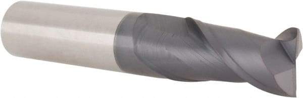 Accupro - 5/8", 1-1/4" LOC, 5/8" Shank Diam, 3-1/2" OAL, 2 Flute, Solid Carbide Square End Mill - Single End, AlTiN Finish, Spiral Flute, 40° Helix, Centercutting, Right Hand Cut, Right Hand Flute - Eagle Tool & Supply