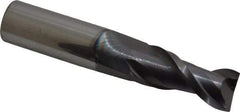 Accupro - 11/16", 1-1/2" LOC, 3/4" Shank Diam, 4" OAL, 2 Flute, Solid Carbide Square End Mill - Single End, AlTiN Finish, Spiral Flute, 40° Helix, Centercutting, Right Hand Cut, Right Hand Flute - Eagle Tool & Supply