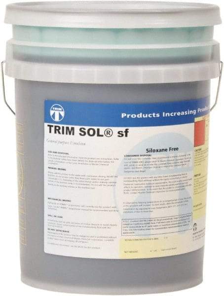 Master Fluid Solutions - Trim SOL sf, 5 Gal Pail Cutting & Grinding Fluid - Water Soluble, For Cutting, Grinding - Eagle Tool & Supply