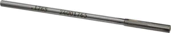 Made in USA - 0.1765" Carbide-Tipped 4 Flute Chucking Reamer - Straight Flute, 0.151" Straight Shank, 1" Flute Length, 4" OAL - Eagle Tool & Supply