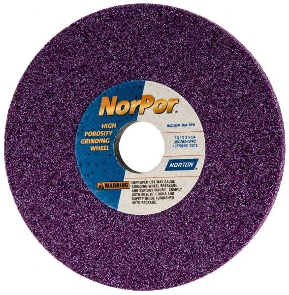 Norton - 7" Diam x 1-1/4" Hole x 1/2" Thick, G Hardness, 60 Grit Surface Grinding Wheel - Ceramic, Type 1, Medium Grade, 3,600 Max RPM, Vitrified Bond, No Recess - Eagle Tool & Supply