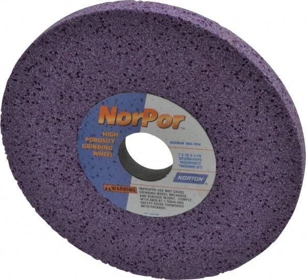 Norton - 7" Diam x 1-1/4" Hole x 1/2" Thick, H Hardness, 60 Grit Surface Grinding Wheel - Ceramic, Type 1, Medium Grade, 3,600 Max RPM, Vitrified Bond, No Recess - Eagle Tool & Supply