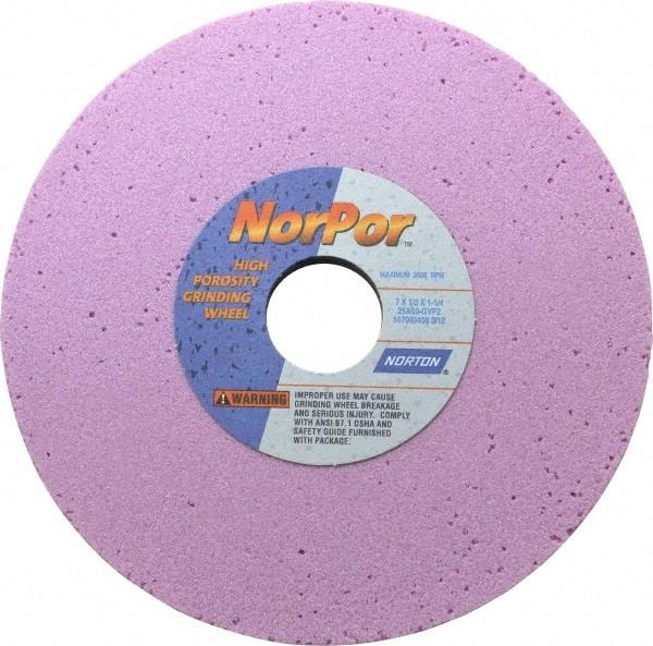 Norton - 7" Diam x 1-1/4" Hole x 1/2" Thick, G Hardness, 60 Grit Surface Grinding Wheel - Aluminum Oxide, Type 1, Medium Grade, 3,600 Max RPM, Vitrified Bond, No Recess - Eagle Tool & Supply