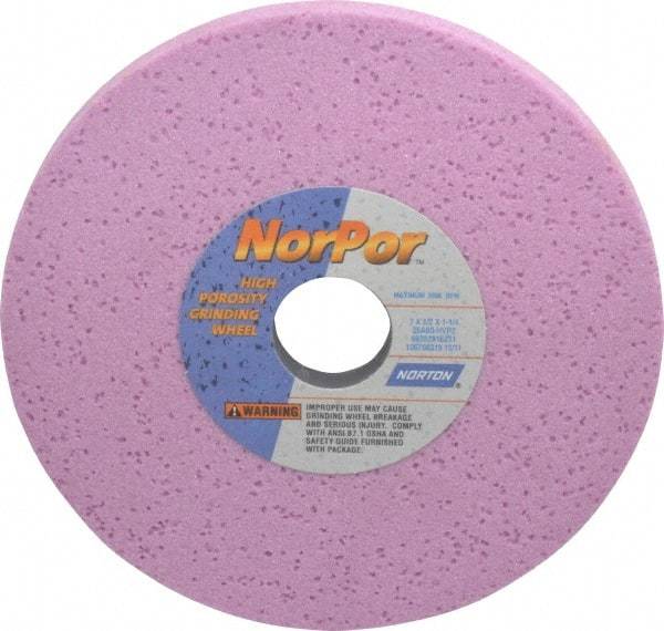 Norton - 7" Diam x 1-1/4" Hole x 1/2" Thick, H Hardness, 60 Grit Surface Grinding Wheel - Aluminum Oxide, Type 1, Medium Grade, 3,600 Max RPM, Vitrified Bond, No Recess - Eagle Tool & Supply