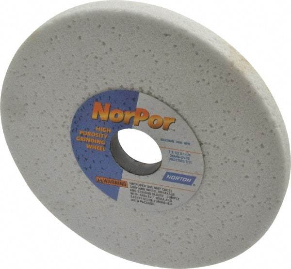 Norton - 7" Diam x 1-1/4" Hole x 1/2" Thick, G Hardness, 46 Grit Surface Grinding Wheel - Aluminum Oxide, Type 1, Coarse Grade, 3,600 Max RPM, Vitrified Bond, No Recess - Eagle Tool & Supply
