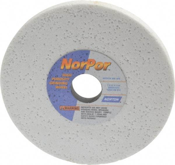 Norton - 7" Diam x 1-1/4" Hole x 1/2" Thick, H Hardness, 60 Grit Surface Grinding Wheel - Aluminum Oxide, Type 1, Medium Grade, 3,600 Max RPM, Vitrified Bond, No Recess - Eagle Tool & Supply