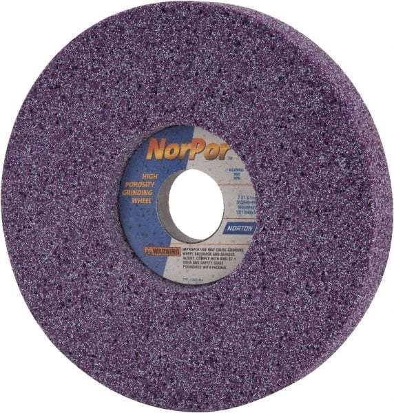 Norton - 7" Diam x 1-1/4" Hole x 1" Thick, H Hardness, 46 Grit Surface Grinding Wheel - Ceramic, Type 5, Coarse Grade, 3,600 Max RPM, Vitrified Bond, One-Side Recess - Eagle Tool & Supply