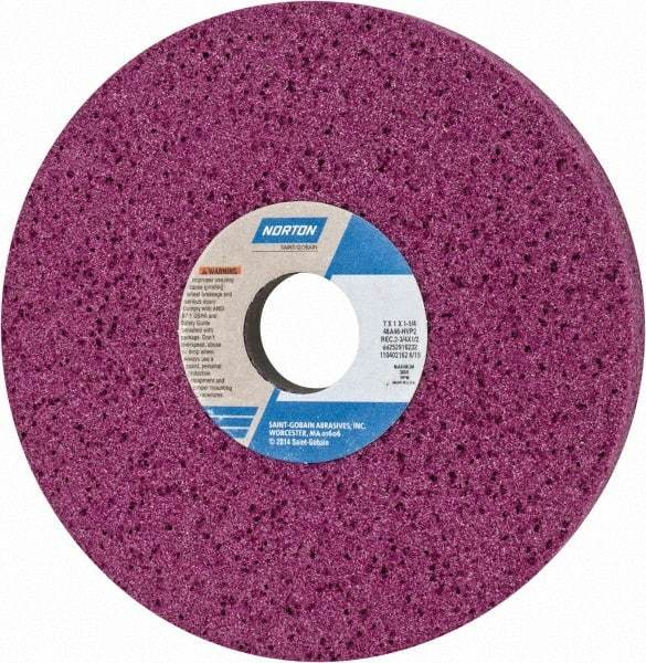 Norton - 7" Diam x 1-1/4" Hole x 1" Thick, H Hardness, 46 Grit Surface Grinding Wheel - Aluminum Oxide, Type 5, Coarse Grade, 3,600 Max RPM, Vitrified Bond, One-Side Recess - Eagle Tool & Supply