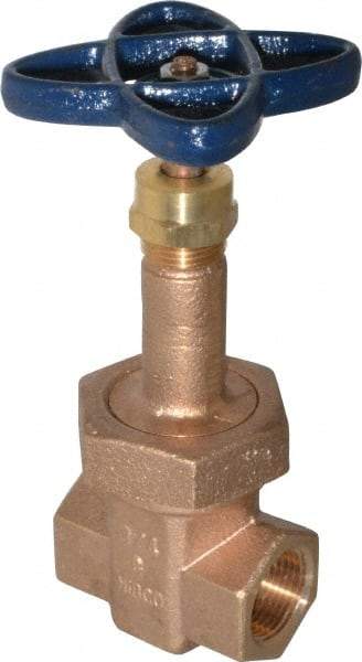 NIBCO - 3/4" Pipe, Class 200, Threaded Bronze Alloy Solid Wedge Rising Stem Gate Valve - 400 WOG, 200 WSP, Union Bonnet - Eagle Tool & Supply