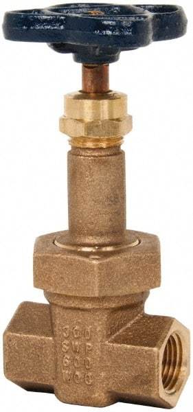 NIBCO - 1/2" Pipe, Class 300, Threaded Bronze Alloy Solid Wedge Rising Stem Gate Valve - 600 WOG, 300 WSP, Union Bonnet - Eagle Tool & Supply