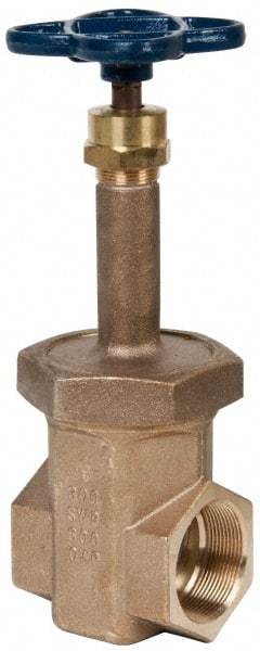 NIBCO - 2" Pipe, Class 300, Threaded Bronze Alloy Solid Wedge Rising Stem Gate Valve - 600 WOG, 300 WSP, Union Bonnet - Eagle Tool & Supply