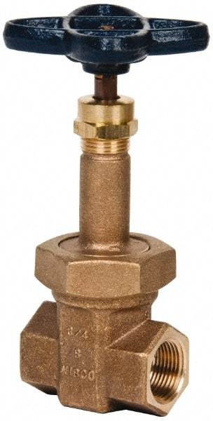 NIBCO - 3/4" Pipe, Class 300, Threaded Bronze Alloy Solid Wedge Rising Stem Gate Valve - 600 WOG, 300 WSP, Union Bonnet - Eagle Tool & Supply