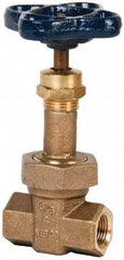 NIBCO - 3/8" Pipe, Class 300, Threaded Bronze Alloy Solid Wedge Rising Stem Gate Valve - 600 WOG, 300 WSP, Union Bonnet - Eagle Tool & Supply