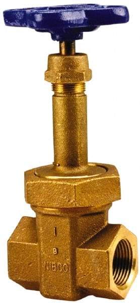 NIBCO - 1" Pipe, Class 300, Threaded Bronze Alloy Solid Wedge Rising Stem Gate Valve with Stainless Steel Trim - 600 WOG, 300 WSP, Union Bonnet - Eagle Tool & Supply