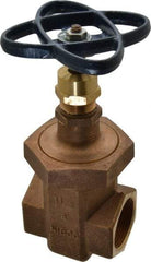 NIBCO - 1-1/2" Pipe, Class 300, Threaded Bronze Alloy Solid Wedge Stem Gate Valve - 600 WOG, 300 WSP, Union Bonnet - Eagle Tool & Supply