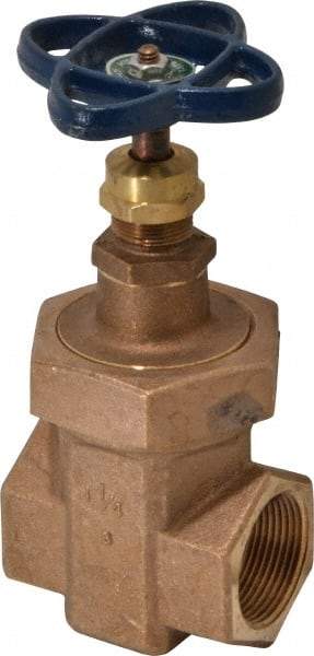 NIBCO - 1-1/4" Pipe, Class 300, Threaded Bronze Alloy Solid Wedge Stem Gate Valve - 600 WOG, 300 WSP, Union Bonnet - Eagle Tool & Supply