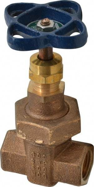 NIBCO - 1/2" Pipe, Class 300, Threaded Bronze Alloy Solid Wedge Stem Gate Valve - 600 WOG, 300 WSP, Union Bonnet - Eagle Tool & Supply