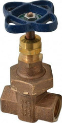 NIBCO - 1/2" Pipe, Class 300, Threaded Bronze Alloy Solid Wedge Stem Gate Valve - 600 WOG, 300 WSP, Union Bonnet - Eagle Tool & Supply