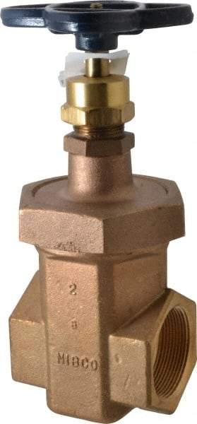 NIBCO - 2" Pipe, Class 300, Threaded Bronze Alloy Solid Wedge Stem Gate Valve - 600 WOG, 300 WSP, Union Bonnet - Eagle Tool & Supply