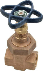 NIBCO - 3/4" Pipe, Class 300, Threaded Bronze Alloy Solid Wedge Stem Gate Valve - 600 WOG, 300 WSP, Union Bonnet - Eagle Tool & Supply