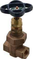 NIBCO - 3/8" Pipe, Class 300, Threaded Bronze Alloy Solid Wedge Stem Gate Valve - 600 WOG, 300 WSP, Union Bonnet - Eagle Tool & Supply