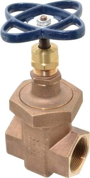 NIBCO - 1-1/2" Pipe, Class 300, Threaded Bronze Alloy Solid Wedge Stem Gate Valve with Stainless Steel Trim - 600 WOG, 300 WSP, Union Bonnet - Eagle Tool & Supply