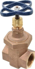 NIBCO - 1-1/2" Pipe, Class 300, Threaded Bronze Alloy Solid Wedge Stem Gate Valve with Stainless Steel Trim - 600 WOG, 300 WSP, Union Bonnet - Eagle Tool & Supply