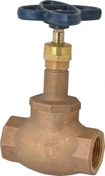 NIBCO - 1" Pipe, Threaded Ends, Bronze Integral Globe Valve - Bronze Disc, Screw-In Bonnet, 200 psi WOG, 125 psi WSP, Class 125 - Eagle Tool & Supply