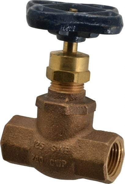 NIBCO - 1/2" Pipe, Threaded Ends, Bronze Integral Globe Valve - Bronze Disc, Screw-In Bonnet, 200 psi WOG, 125 psi WSP, Class 125 - Eagle Tool & Supply