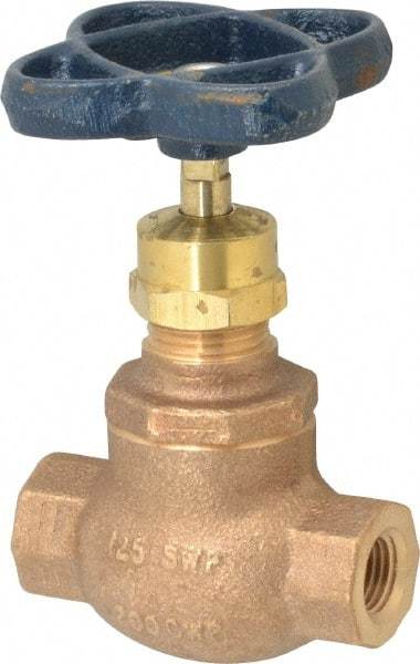 NIBCO - 1/4" Pipe, Threaded Ends, Bronze Integral Globe Valve - Bronze Disc, Screw-In Bonnet, 200 psi WOG, 125 psi WSP, Class 125 - Eagle Tool & Supply