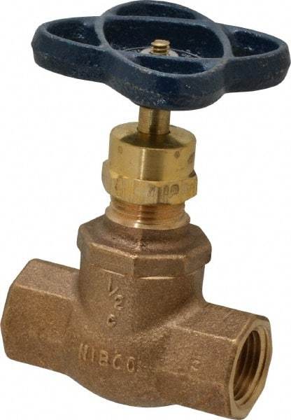 NIBCO - 1/2" Pipe, Threaded Ends, Bronze Integral Globe Valve - PTFE Disc, Screw-In Bonnet, 200 psi WOG, 125 psi WSP, Class 125 - Eagle Tool & Supply