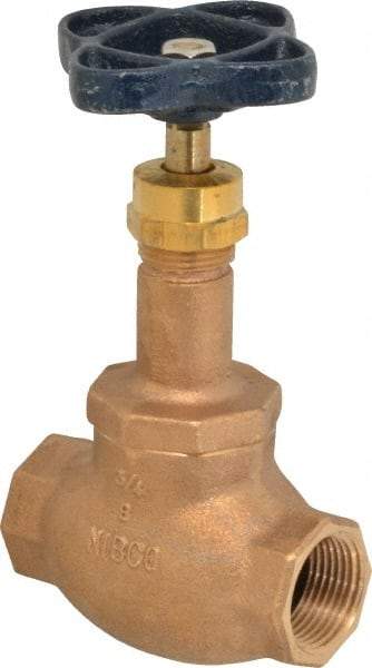 NIBCO - 3/4" Pipe, Threaded Ends, Bronze Integral Globe Valve - PTFE Disc, Screw-In Bonnet, 200 psi WOG, 125 psi WSP, Class 125 - Eagle Tool & Supply