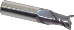 Accupro - 5/8", 7/8" LOC, 5/8" Shank Diam, 3" OAL, 2 Flute, Solid Carbide Square End Mill - Single End, AlTiN Finish, Spiral Flute, 40° Helix, Centercutting, Right Hand Cut, Right Hand Flute - Eagle Tool & Supply