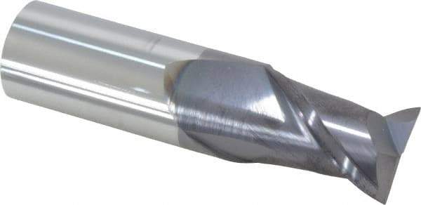 Accupro - 3/4", 1" LOC, 3/4" Shank Diam, 3" OAL, 2 Flute, Solid Carbide Square End Mill - Single End, AlTiN Finish, Spiral Flute, 40° Helix, Centercutting, Right Hand Cut, Right Hand Flute - Eagle Tool & Supply