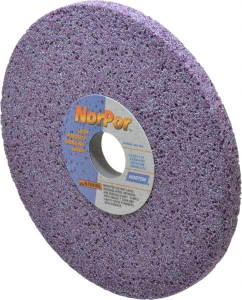 Norton - 8" Diam x 1-1/4" Hole x 1/2" Thick, H Hardness, 46 Grit Surface Grinding Wheel - Ceramic, Type 1, Coarse Grade, 3,600 Max RPM, Vitrified Bond, No Recess - Eagle Tool & Supply