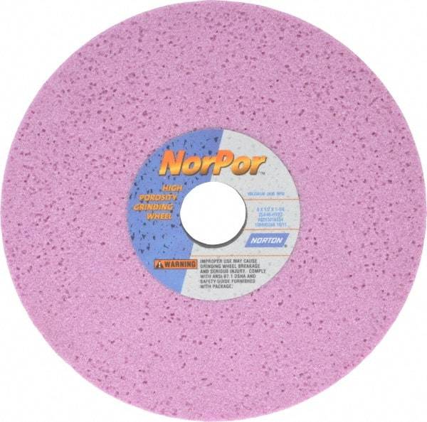 Norton - 8" Diam x 1-1/4" Hole x 1/2" Thick, H Hardness, 46 Grit Surface Grinding Wheel - Aluminum Oxide, Type 1, Coarse Grade, 3,600 Max RPM, Vitrified Bond, No Recess - Eagle Tool & Supply