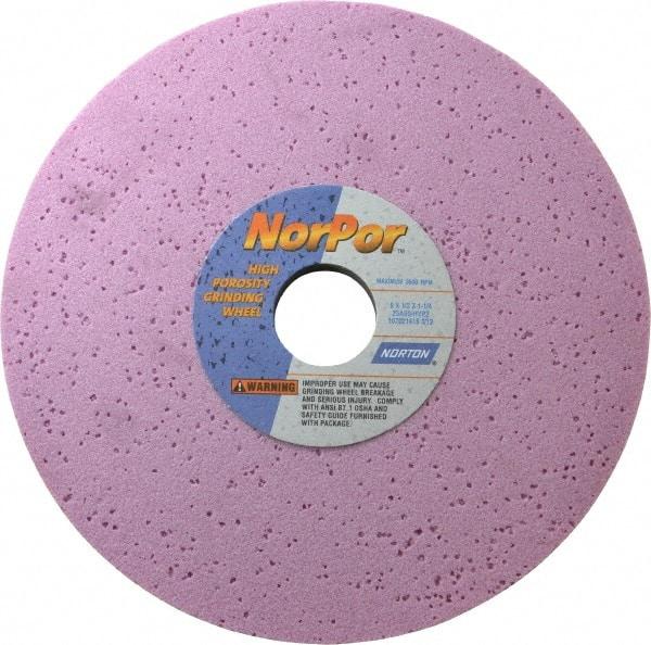 Norton - 8" Diam x 1-1/4" Hole x 1/2" Thick, H Hardness, 60 Grit Surface Grinding Wheel - Aluminum Oxide, Type 1, Medium Grade, 3,600 Max RPM, Vitrified Bond, No Recess - Eagle Tool & Supply