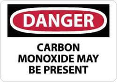 NMC - "Danger - Carbon Monoxide May Be Present", 10" Long x 14" Wide, Pressure-Sensitive Vinyl Safety Sign - Rectangle, 0.004" Thick, Use for Hazardous Materials - Eagle Tool & Supply