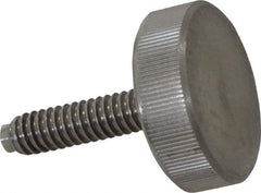 Gibraltar - 1/4-20 Knurled Shoulderless Dog Point Tip Grade 18-8 Stainless Steel Thumb Screw - 1-5/16" OAL, 1" Head Diam x 5/16" Head Height - Eagle Tool & Supply